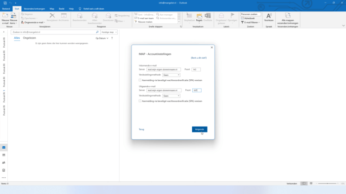 Email instellen Outlook 2016