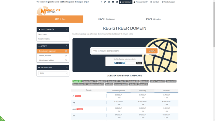 Domeinnaam registreren zonder hosting