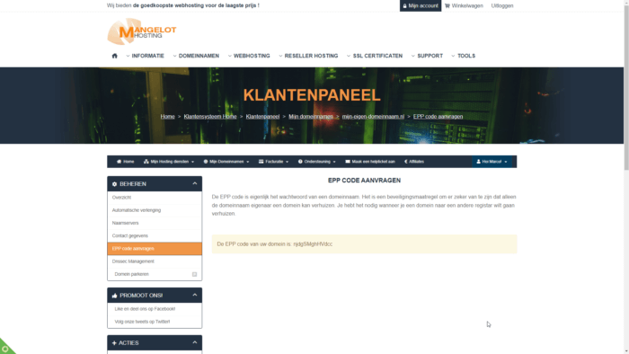EPP sleutel/key opvragen