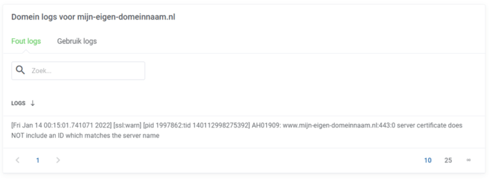 domeinnaam log informatie