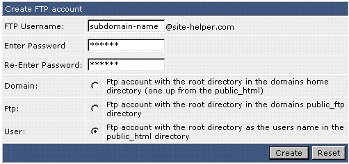 subdomein ftp gebruiker