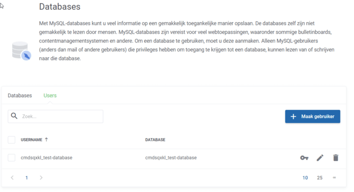toevoegen gebruiker MySQL database