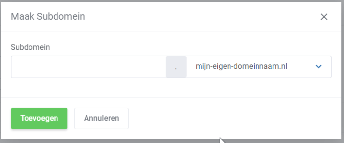 sub domein toevoegen aan domeinnaam