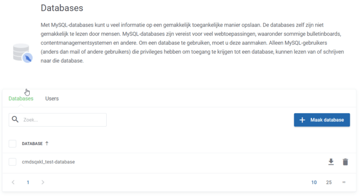 MySQL Databases toevoegen