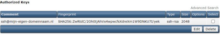 autoriseer ssh key voor verbinding