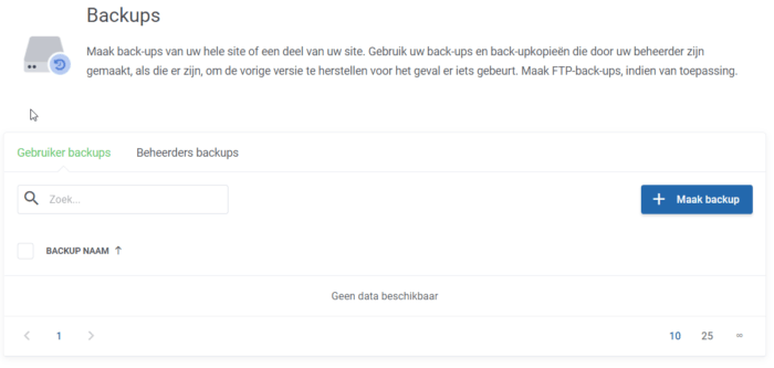 back-up maken van website en email