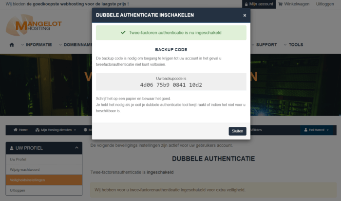 back-upcode authentication