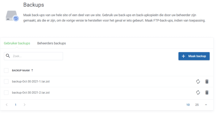 back-up keuze datum