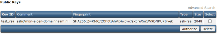 directadmin public key ssh