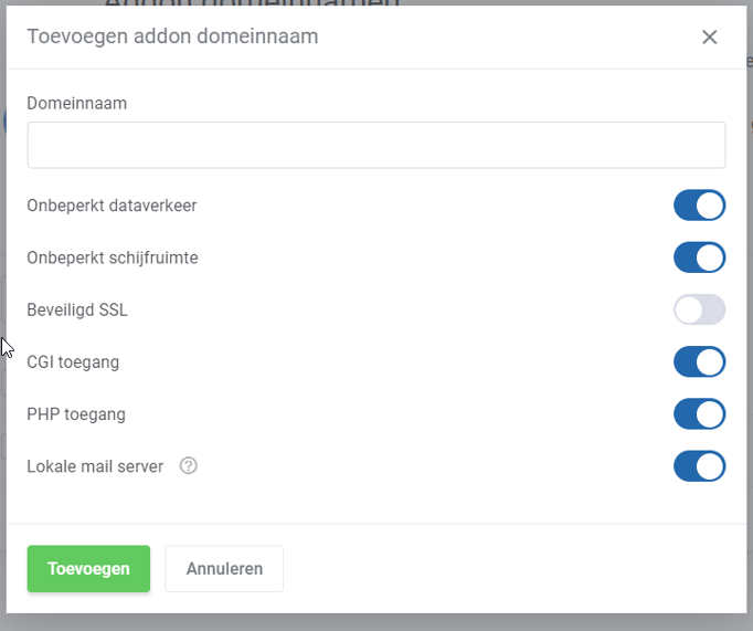 toevoegen addon domein