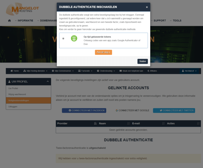 2 factor authenticatie
