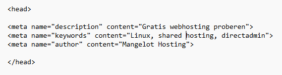 html script met geoptimaliseerde metatags.