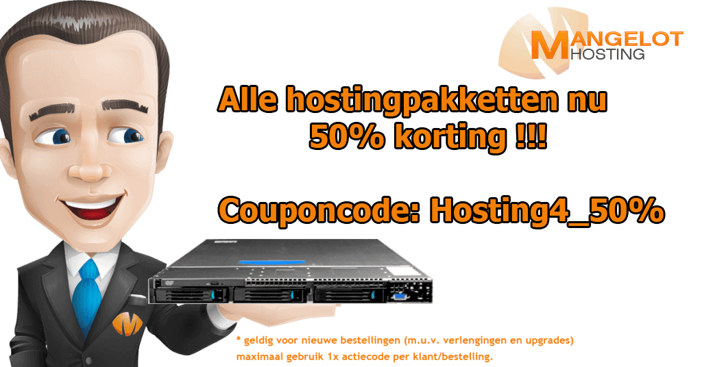 Actie: korting 50% webhosting coupon