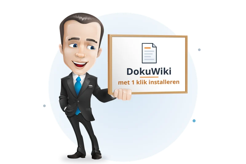 Mascotte van Mangelot Hosting presenteert DokuWiki (wiki): met één klik te installeren via Installatron