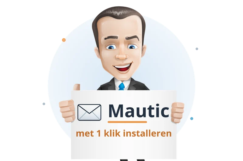 Mascotte van Mangelot Hosting presenteert Mautic (e-mailmarketing): met één klik te installeren via Installatron