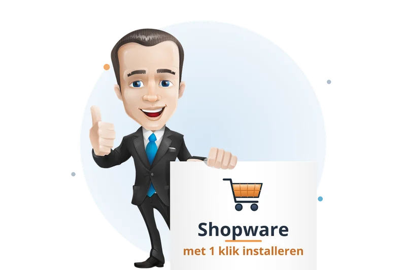 Mascotte van Mangelot Hosting presenteert Shopware (webwinkel): met één klik te installeren via Installatron